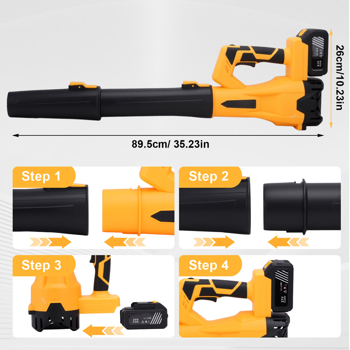 21V Cordless Leaf Blower,160 MPH 580 CFM, 6 Speed Mode with 2x 4.0Ah Battery Pack and Charger,for Lawn Care, Patio Cleaning, Blowing Leaves and Dust