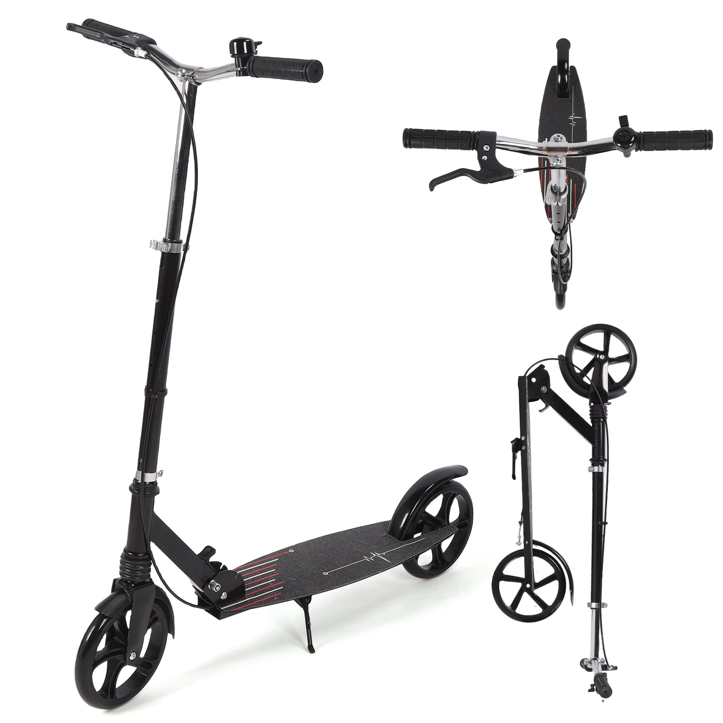 Stand Kick Scooter Kick Scooter For Teens Adults Height Adjustable Shock Absorption Foldable 2 Wheel Kick Scooter With Dual Brake For Outdoor Commuting