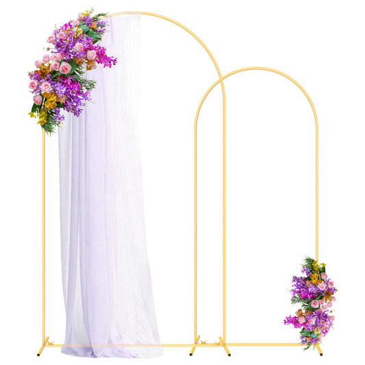 Set of 2 Gold Wedding Arch Backdrop Stands for Ceremony, Balloon Backdrop Arch Frames and Arbors for Wedding and Birthday Party Garden Decor