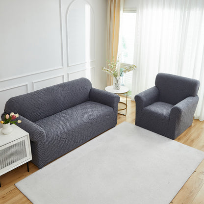 1 Seater 3D Stretch Sofa Cover Couch Slipcover Furniture Protector, Non Slip Soft Fabric Couch Cover, Gray