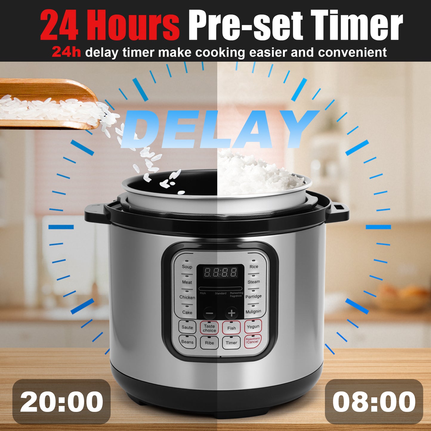5.5 Quart Electric Pressure Cooker, 16-in-1 Multi-Functional Slow Cooker, Rice Cooker, Saute Pan, Soup Pot, Egg Cooker, Warmer, Preset Cooking, Stainless Steel