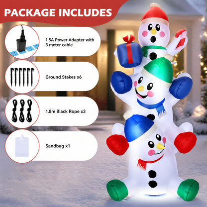 6 FT Christmas Inflatable Decoration Stacked Snowman with Build-in LEDs Blow Up Inflatables for Xmas Party, Home Indoor Outdoor Christmas Décor Yard Garden Lawn Winter Holiday Supplies Décor