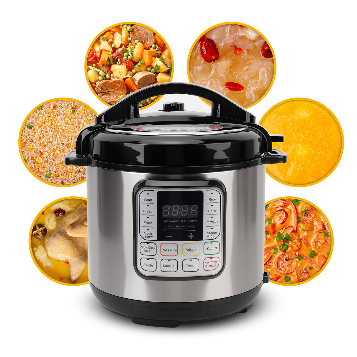 6.5QT Electric Pressure Cooker, 16 in 1 Multi Cooker Rice Cooker Slow Cooker Steamer Sauté Yogurt Maker Non-Stick Pot, Stainless Steel