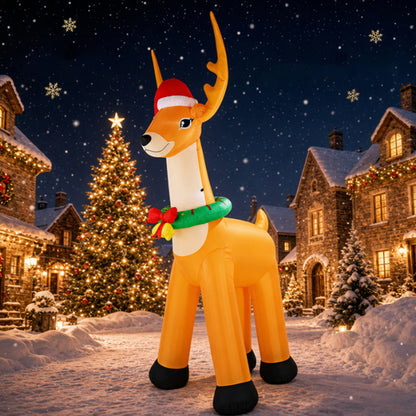 12FT Giant Christmas Inflatable Reindeer Decoration with Chasing LED Lights,Blow Up Yard Decoration for Party Garden Yard Lawn Decor