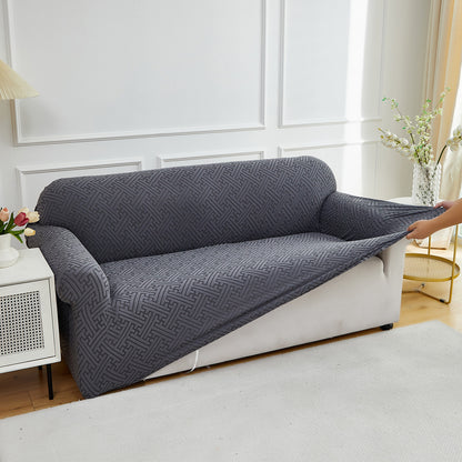 2 Seaters 3D Stretch Sofa Couch Slipcover Furniture Protector, Non Slip Soft Fabric Couch Cover, Gray