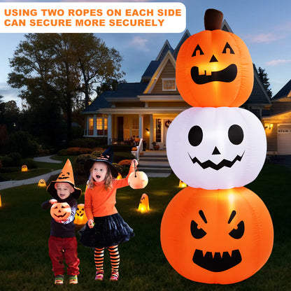 Inflatable Pumpkin Creative Stacked Blow Up Pumpkin with Sand Bags for Outdoor Holiday Decoration