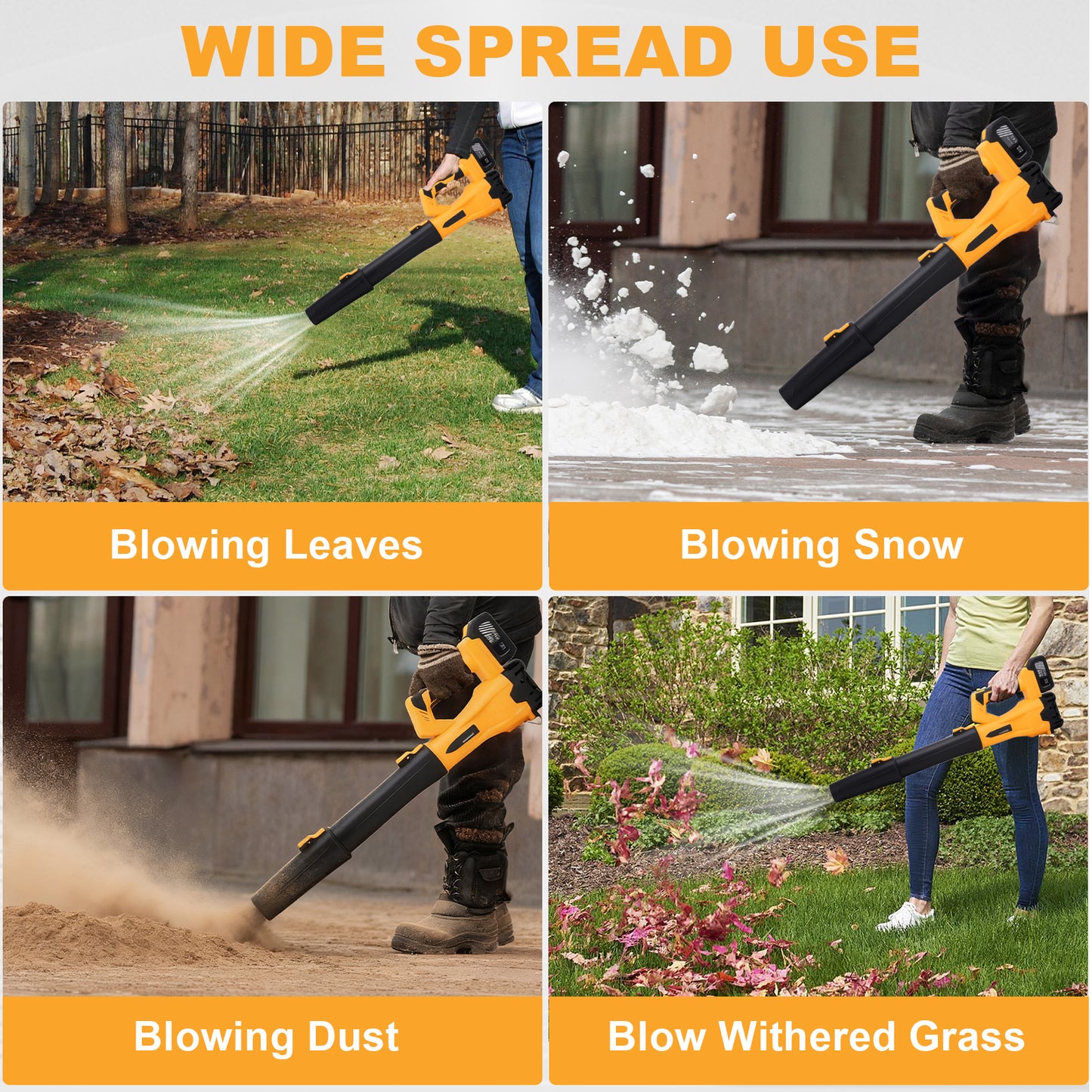 21V Cordless Leaf Blower,160 MPH 580 CFM, 6 Speed Mode with 2x 4.0Ah Battery Pack and Charger,for Lawn Care, Patio Cleaning, Blowing Leaves and Dust