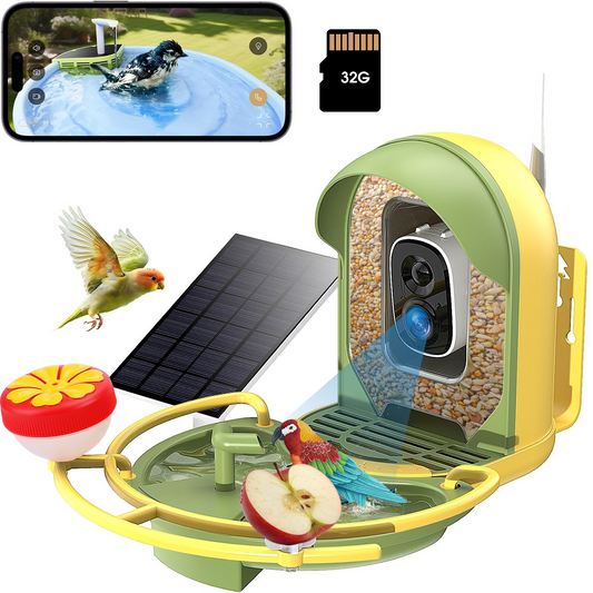 Smart Bird Feeder with Camera & Bird Bath,Bird Watching Camera with Motion Detection & Solar Panel,Waterproof, 2K Live View,Ideal Present for Bird Lover