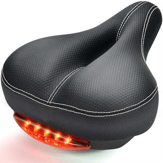 Eotvia Bike Saddle with Tail Light, Waterproof Ergonomic Design Easy to Install Mountain Bike Saddle Dust Cover