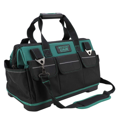 19-inch Tool Bag With 16 Pockets, Heavy Duty Hand Tool Storage Bag with Adjustable Shoulder Strap &amp; Waterproof Strong Molded Base, for Tool Kit Organizer Bag