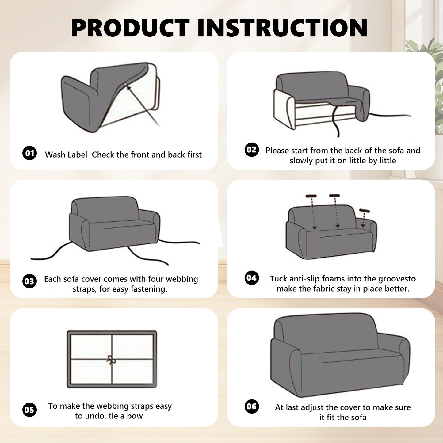 1 Seater 3D Stretch Sofa Cover Couch Slipcover Furniture Protector, Non Slip Soft Fabric Couch Cover, Gray