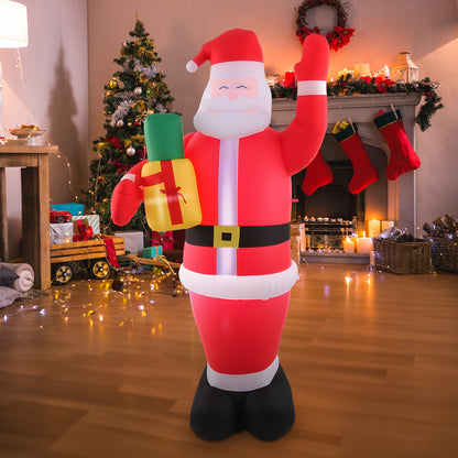 7FT Christmas Inflatables Santa Claus Outdoor Decoration, LED Lights Inflatable Santa Claus with Gift Bag Giant Blow Up Outside Xmas Decorations for Yard Garden Lawn Party Holiday Decor
