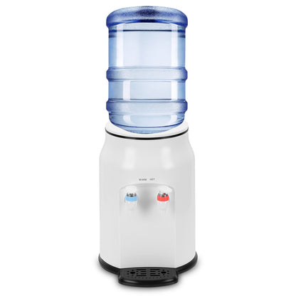 500W Mini Countertop Water Dispenser, Top Loading Electric Water Dispenser for 3 & 5 Gallon Bottles,White