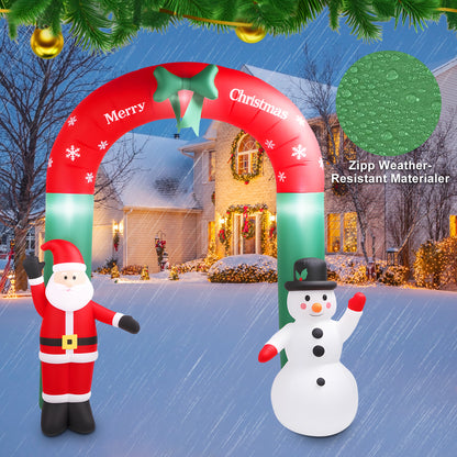8ft Christmas Inflatable Archway,Christmas Blow Up Yard Decorations with Santa Claus and Snowman,Outdoor Christmas Decorations with Built-in LED Lights