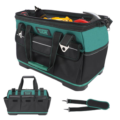 19-inch Tool Bag With 16 Pockets, Heavy Duty Hand Tool Storage Bag with Adjustable Shoulder Strap &amp; Waterproof Strong Molded Base, for Tool Kit Organizer Bag