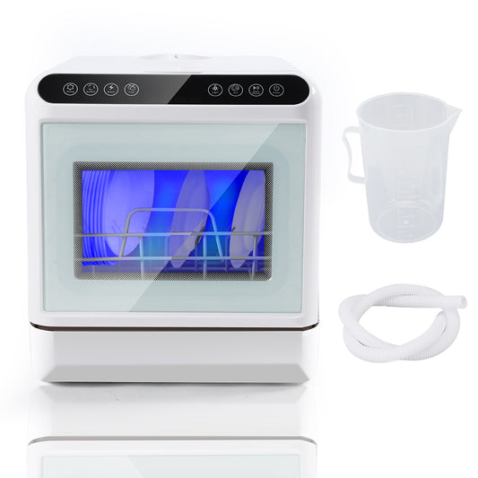 Portable Countertop Dishwasher, 5 Washing Programs, 5L Built-in Water And -Dry Function With 2L Measuring Cup