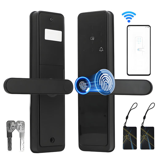 Door Smart Lock Fingerprints Password IC Card Key Anti Theft APP Control Entry Lock for Home Security