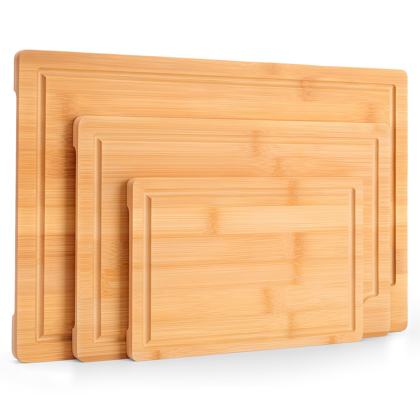 Craft Wood Cutting Board Set For Kitchen, 3pcs Wooden Cutting Boards with Handles, Multifunctional & Sustainable Bamboo Cutting Boards with Deep Grooves