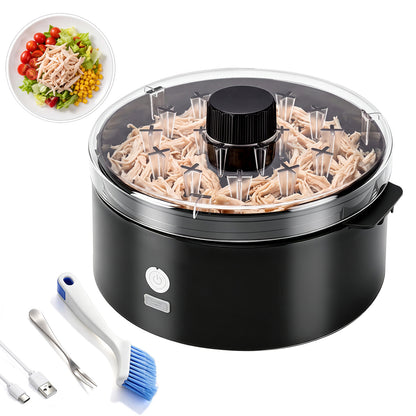 Electric Chicken Shredder, Rechargeable Automatic Meat Breast Shredder Tool, Kitchen Grinder Machine with 2 Timer Modes for Pork, Beef, Chicken, Salads, Pet Food, Dishwasher Safe