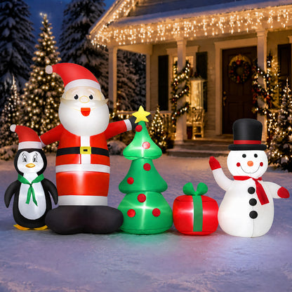 6FT Christmas Inflatables Decorations with Blow Up LED Lights, Santa Claus Snowman Penguin Gift Boxes & Christmas Tree for for Holiday Decor,Xmas Party,Yard