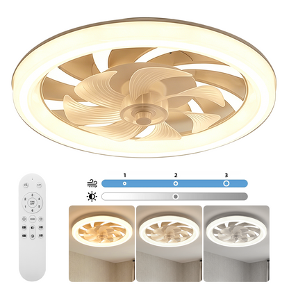 20in Low Profile Ceiling Fan with Light & Remote, Flush Mount Ceiling Fan, Quiet DC Motor 3000-6500K Dimmable LED Fandelier for Bedroom & Small Rooms, White
