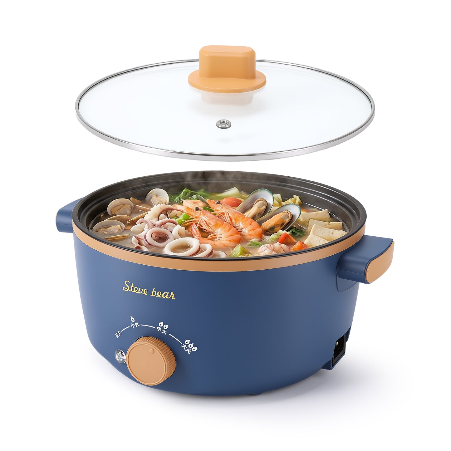 Electric Cooker, Electric Pot Cooker Easy Cleaning Single Layer For Dorm US Plug 110V