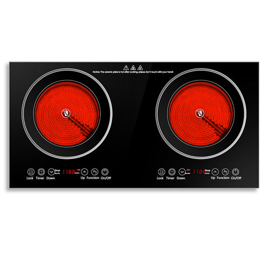 Electric Ceramic Cooktop,26.8 in 2 Burners Built-in Countertop Burners Cooker,2200W Electric Stove,11 Power Levels, Kids Lock & Timer,LED Touch Control