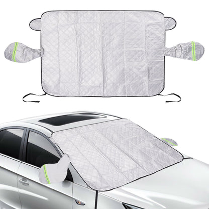 Car Windshield Cover,Snow Cover with Side Mirrors Cover,Windshield Shade with Edges & Fixing Straps for Car SUV CRV Trucks