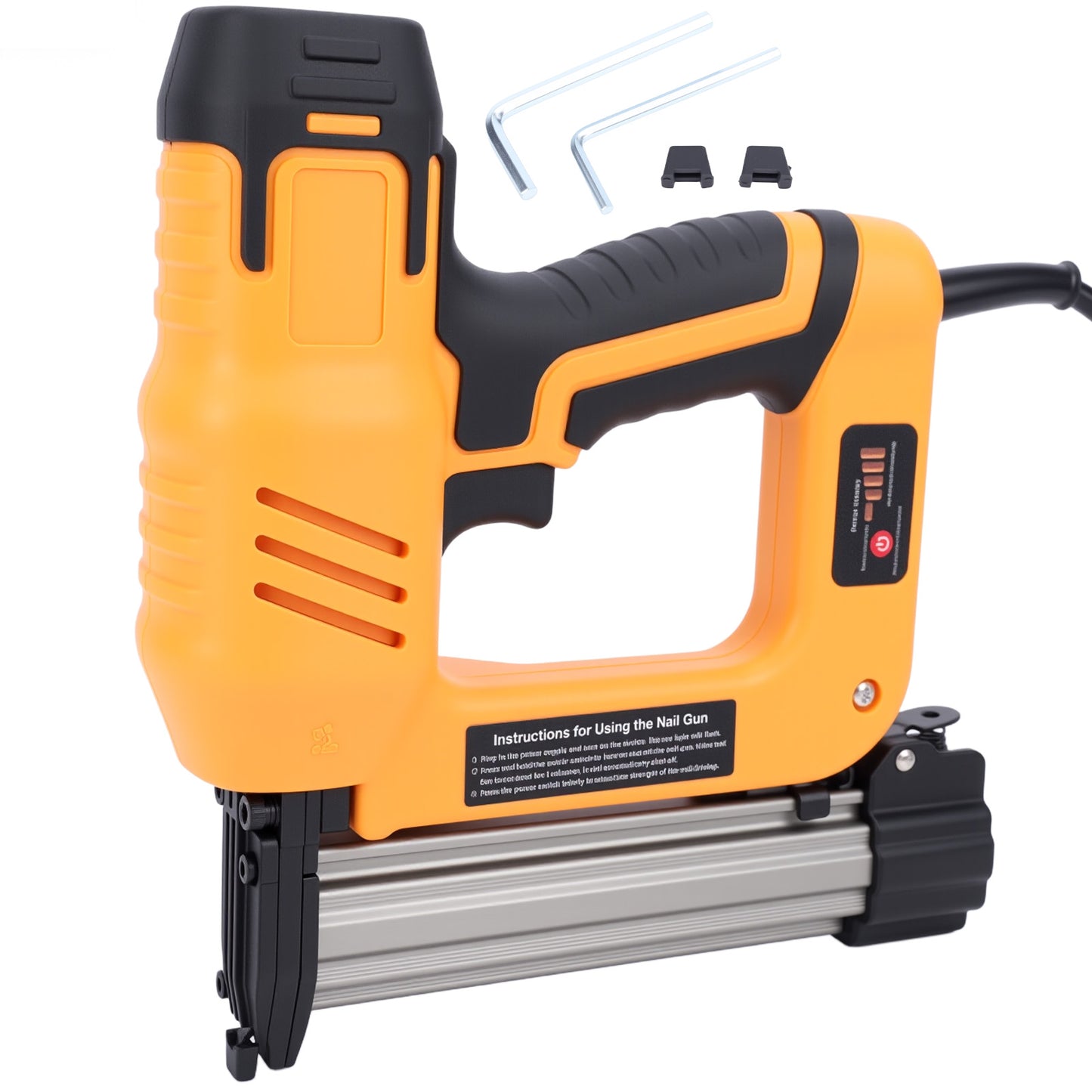 2-in-1 Electric Brad Nailer, Electric Nail Gun/Staple Gun for Upholstery, Carpentry and Woodworking Projects,Yellow