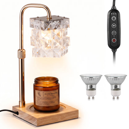 Candle Warmer Lamp with Timer, Dimmable and Height Adjustable Wax Melt Warmer for Scented Wax Jar Candles,Home Decor Wax Melter Light (Includes 2 Halogen Bulbs)
