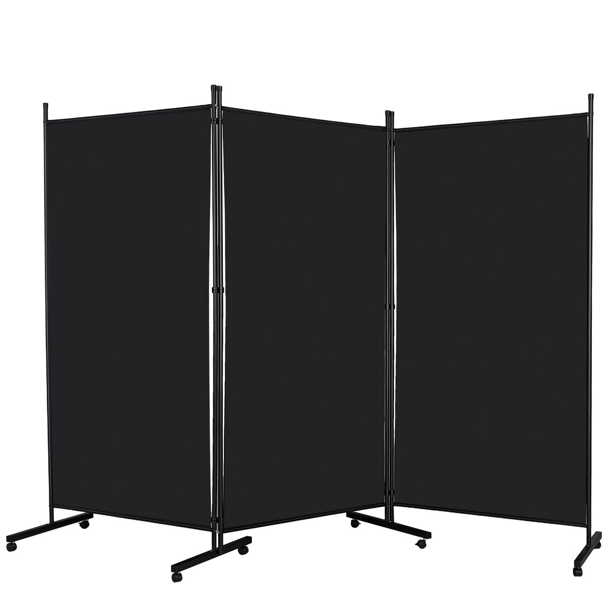 Rolling Room Dividers 5.9FT 3 Panel, Folding Privacy Screens with Lockable Wheels,102" W Portable Wall Divider Room Separation for Porch Living Room Dorm Studio Office, Black