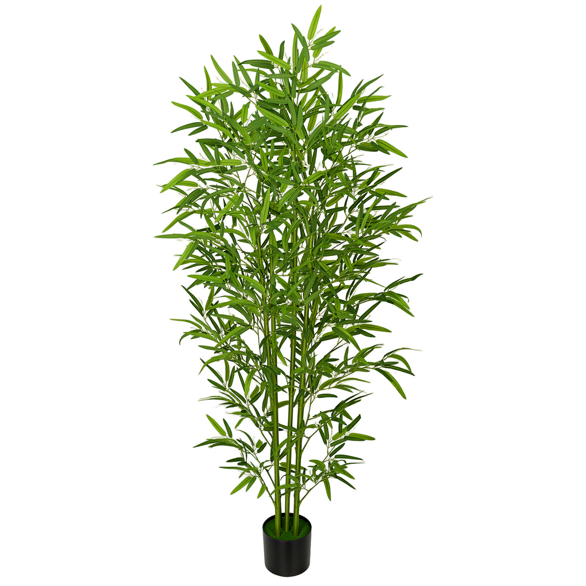 Artificial Bamboo Tree, 6ft Tall Fake Bamboo Plant with Planter, Faux Trees with 5 Trunks and Lifelike Leaves for Indoor Outdoor Home Office Décor