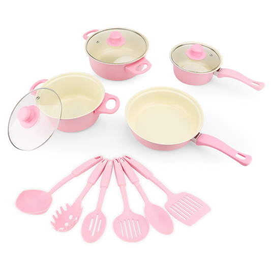 Cookware Set Anti Stick Maifan Stone Coating Refined Iron Soup Pots Frying Pan Soup Ladle Rice Paddle Spatula for Home Kitchen