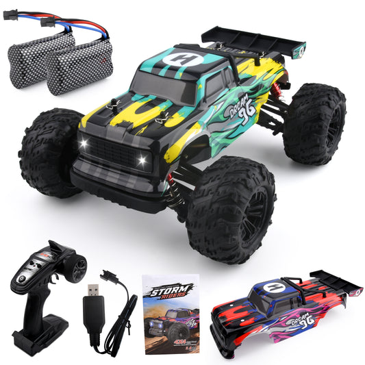 RC Cars 1: 16 Scale All Terrain 4x4 Remote Control Car for Adults & Kids, 40+MPH Waterproof Off-Road RC Trucks, 2.4Ghz Radio Controller, 2 Batteries, 2 Car Bodies