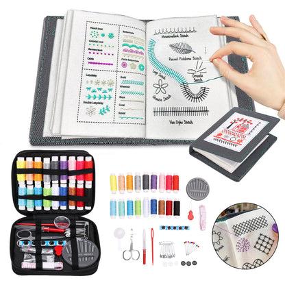 Embroidery Sewing Book Stitch Book Kit,Embroidery Starter Kit for Enthusiasts & Beginners Adult Ideal DIY