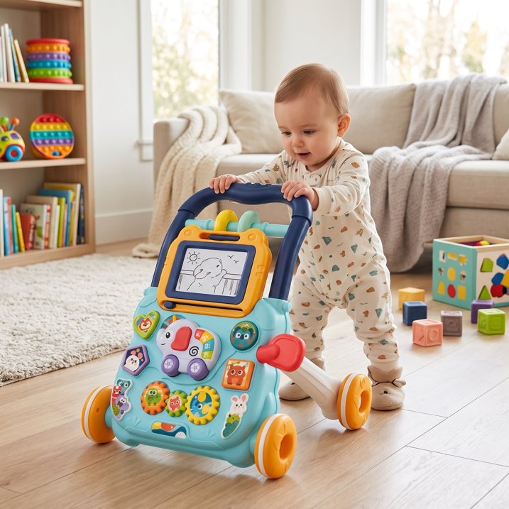 3 in 1 Baby Walker with Music Lights Sit to Stand Toddler Learning Walking Push Toys for 12-18+ Months Boys Girls