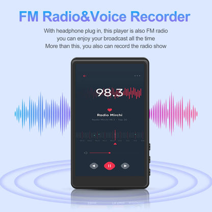 16GB Mp3 Player with Bluetooth, 4.0" Touchscreen Music Player with Speaker, Portable HiFi Sound MP4 MP3 Player with Earphones, Voice Recorder, E-book, Picture, Up to 256 GB, Black
