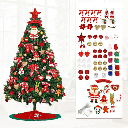 6FT Artificial Christmas Tree with LED Lights and Ornaments Set Package, Lifelike Spruce Holiday Xmas Decorative Tree Set for Indoor Outdoor Home Office Party with Foldable Metal Base
