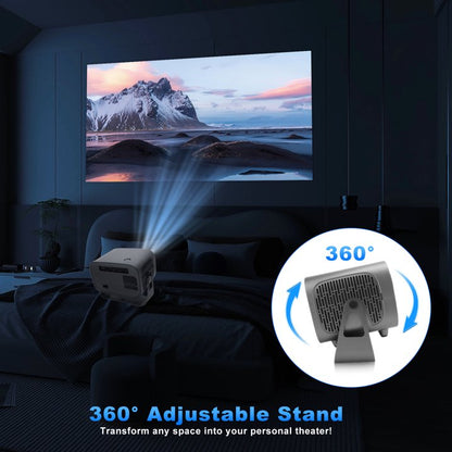 Mini Projector with WiFi and Bluetooth, 4K Support Portable Outdoor Movie Projector with Auto Keystone & 360°Adjustable Stand, 150'' Screen 1080P Proyector Compatible with TV Stick/iOS/Android/Laptop