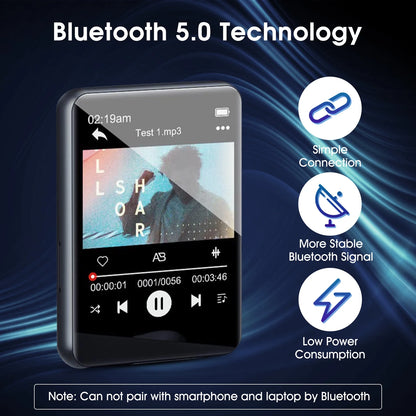 132GB MP3 Player with Bluetooth 5.0, 2.4 in Full Touchscreen Portable Digital Lossless Music Player with Speaker & Earphones, FM Radio, Voice Recorder, E-Book, Supports up to 256GB SD Card