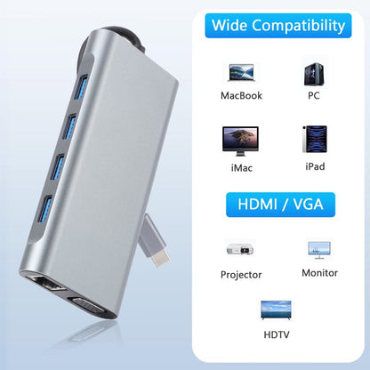 11 in 1 USB C Docking Station Dual Monitor with HDMI & VGA Ports, Laptop Docking Station w/ 4K@30Hz HDMI, 5Gbps USB-A, 100W PD, Gigabit Ethernet/SD Card Reader/Audio Port, USB C Hub Multiport Adapter