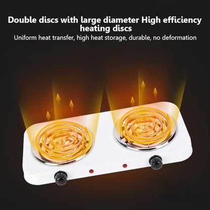Hot Plate for Cooking, 2000W Electric Stove Burner with 5 Levels Temperature Control, Dual Coil Portable Stove for Home Dorm Office Kitchen Camping, Electric Cooktop Compatible of All Cookware, White