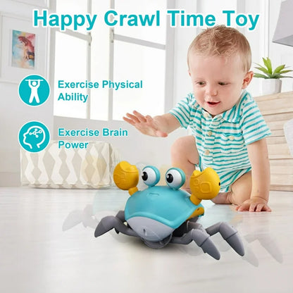 Crawling Crab Baby Toy with Music and LED Light, Sensory Tummy Time Toys 0-6 6-12 12-18 36 Months Babies Boy Girl Learning Crawl, Interactive Walking Dancing Moving Crab Toddler Birthday Gift, Green