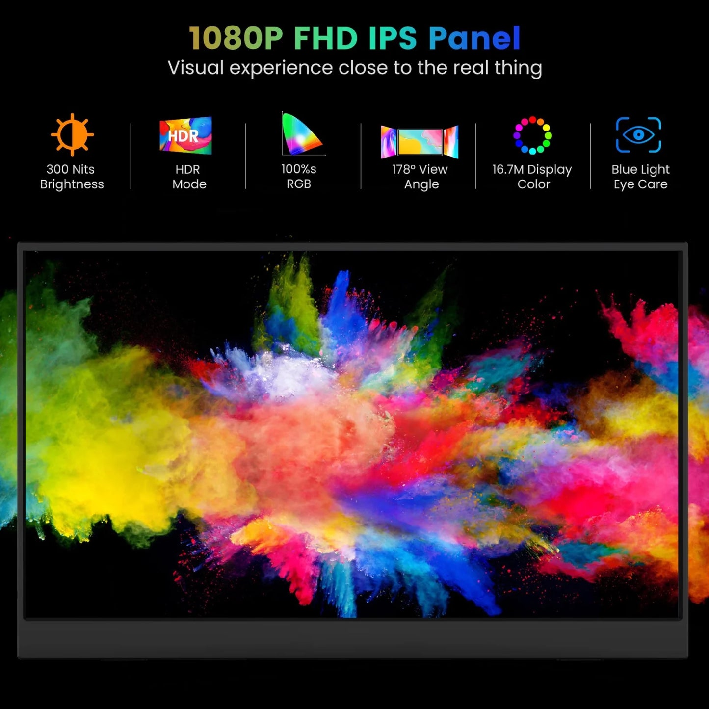 15.6" Portable Monitor for Laptop, 1080P FHD IPS Display External Monitor for Laptop PC Mac Phone, HDR Plug&Play Gaming Monitor w/Adjustable Protection Cover & Speakers, USB C Computer Display