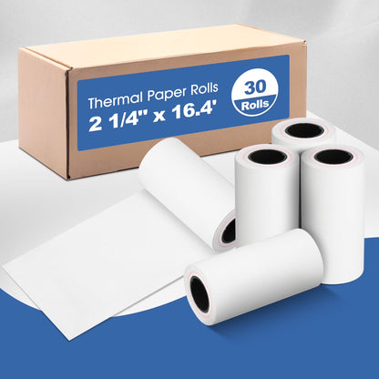 (30 Rolls) 2 1/4" x 16.4' Thermal Receipt Paper, 58mm Cash Register Paper Rolls, Compatible with Most Card Machine Fits All 58mm Mini Thermal Printers