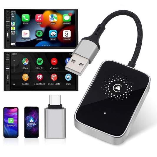 Wireless for Carplay Adapter 2 in 1 Converter Box Converts Wired to Wireless Stable Connection Plug and Play Dongle for Car