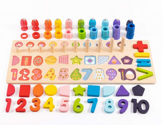 Wooden Montessori Toys for Toddlers Number Puzzles Sorting Stacking Preschool Learning Toys for Boys Girls Kids Gift Ages 3 4 5 Years Old Educational Toys