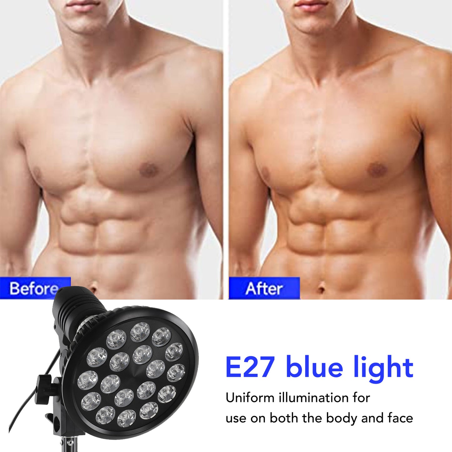 Tanning Lamp 54W 460nm Sun Lamp Adjustable Stand 38"-79" Skin Tanning Light Purple Light Bronzer w/ Tripod Stand for Face Body