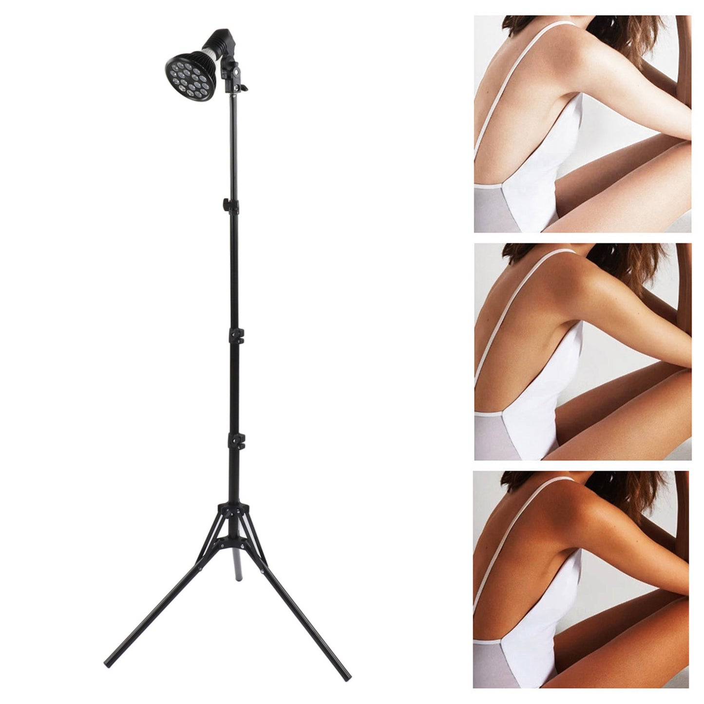 Tanning Lamp 54W 460nm Sun Lamp Adjustable Stand 38"-79" Skin Tanning Light Purple Light Bronzer w/ Tripod Stand for Face Body