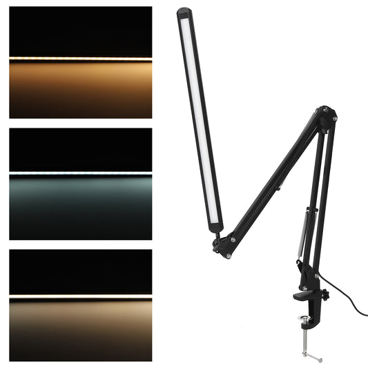 LED Desk Lamp, Adjustable Swing Arm Desk Light With Clamp, 3 Color Modes 10 Brightness Reading Lamp Table Lamps With Memory Function For Home Office